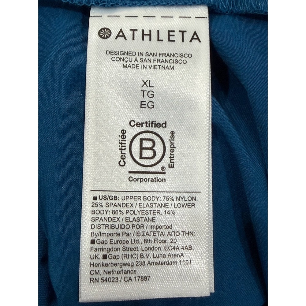 Athleta Presidio Dress Blue V-Neck Tiered Midi Adjustable Straps Pockets XL - Picture 6 of 7